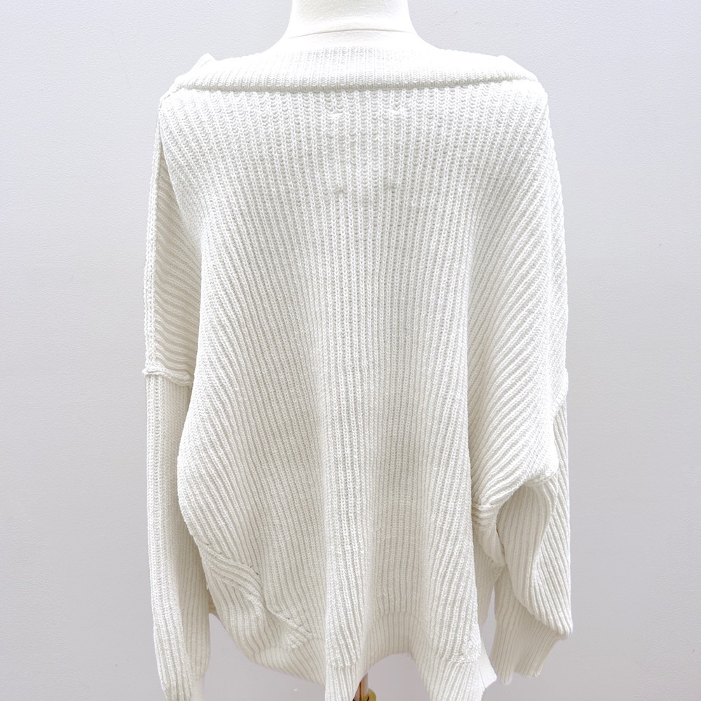 Aerie Oversized Slouchy Cozy Soft Minimalist Chenille V-Neck Sweater XL - Picture 3 of 9